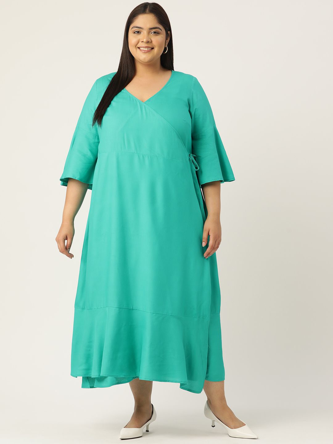 

theRebelinme Women Plus Size Wrap Maxi Dress, Teal