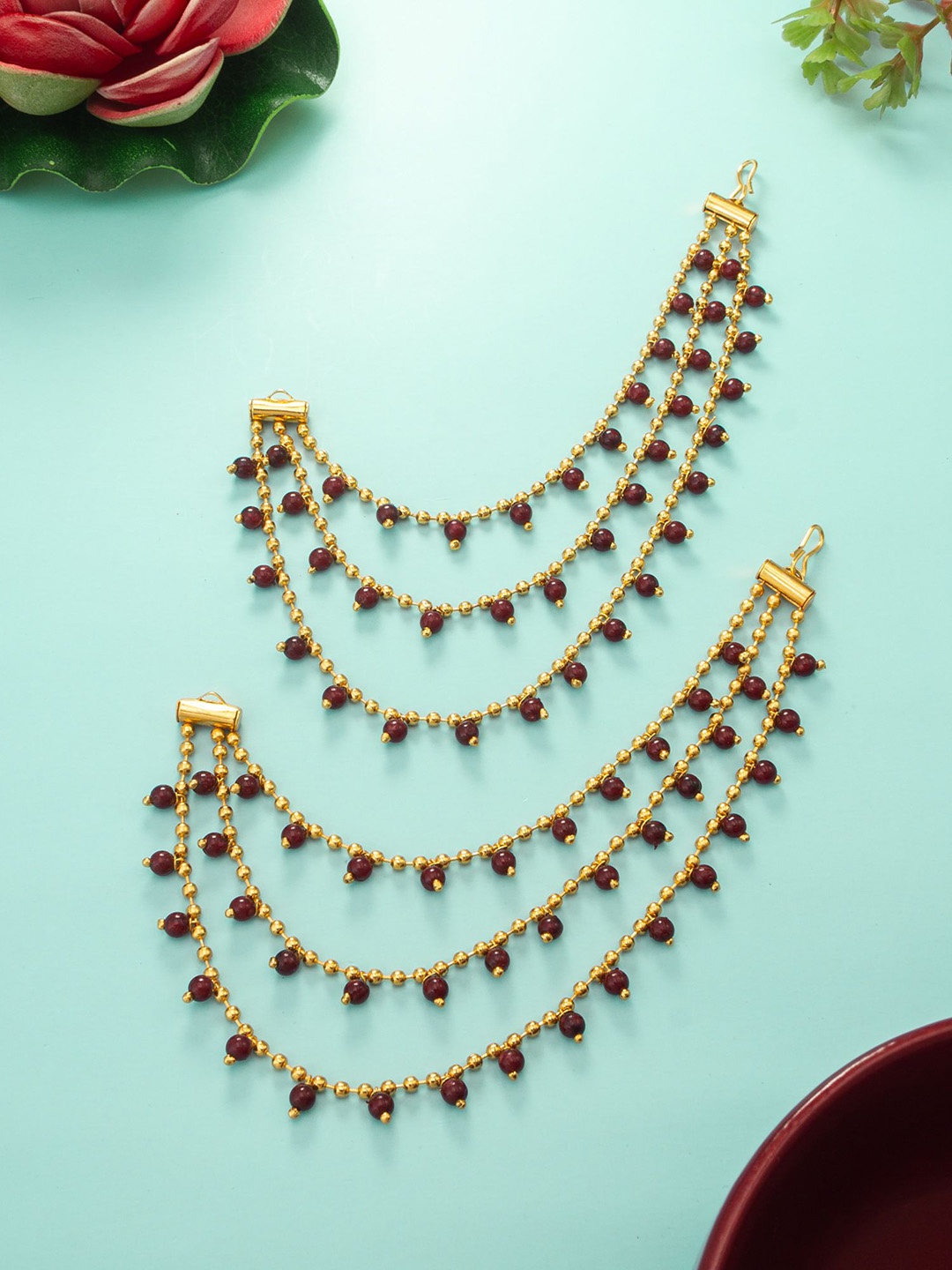 

aadita Gold Plated Pearls Contemporary Earrings Chains