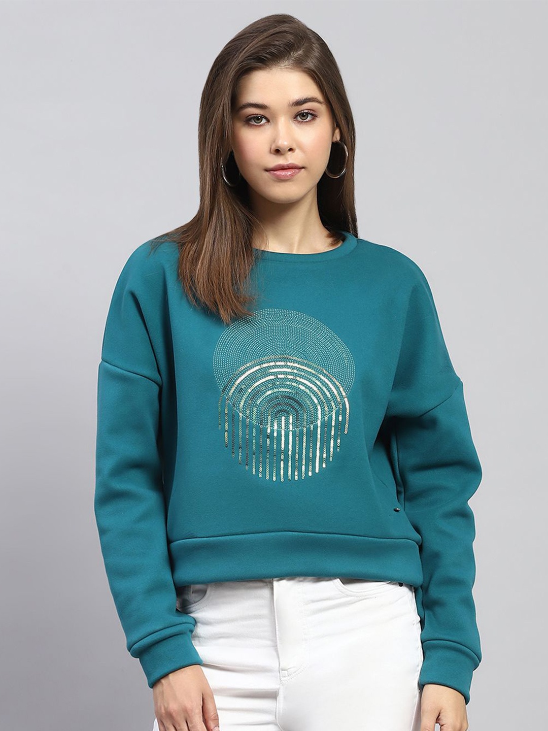 

Monte Carlo Women Graphic Embellished Sweatshirt, Green