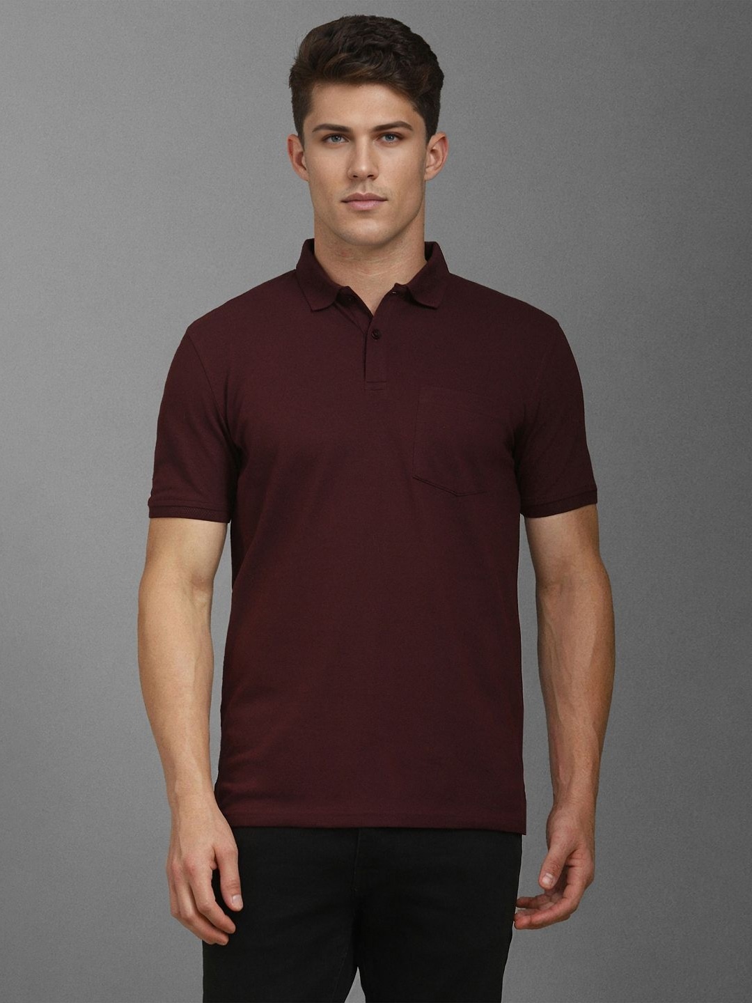 

Louis Philippe Sport Men Slim Fit Solid Cotton T-shirt, Maroon