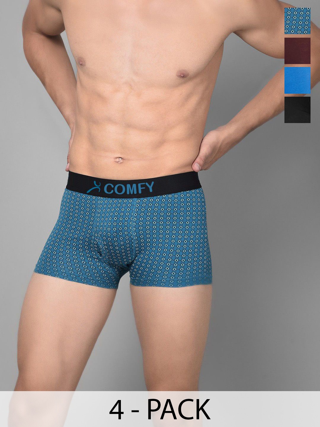 

AMUL COMFY Men Pack Of 3 Assorted Short Trunks Comfy-FCD-Trunk-OE-3-100, Blue