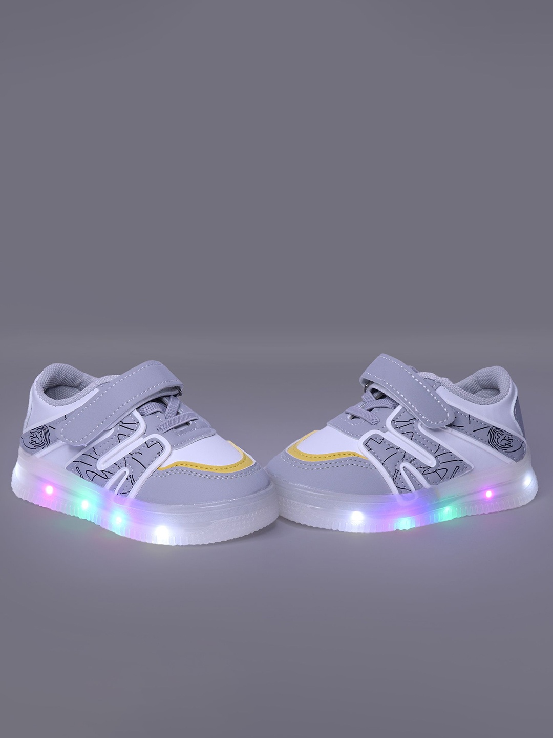 

BAESD Kids PU Round Toe Sneakers, Grey