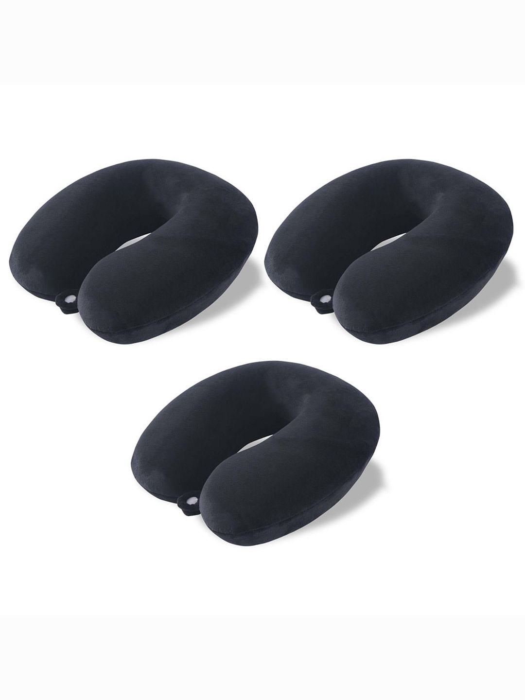 

Kuber Industries Black 3 Pieces Memory Foam Filled Cotton Inflatable Travel Pillows
