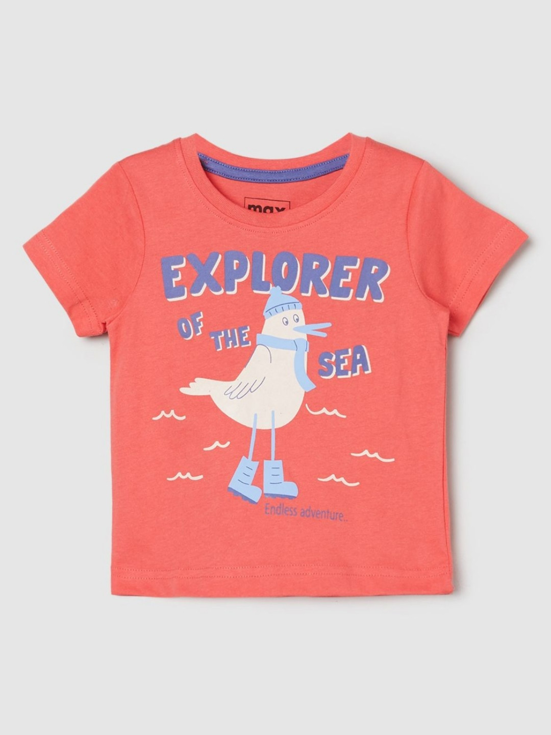 

max Boys Graphic Printed Round Neck Cotton T-shirt, Orange