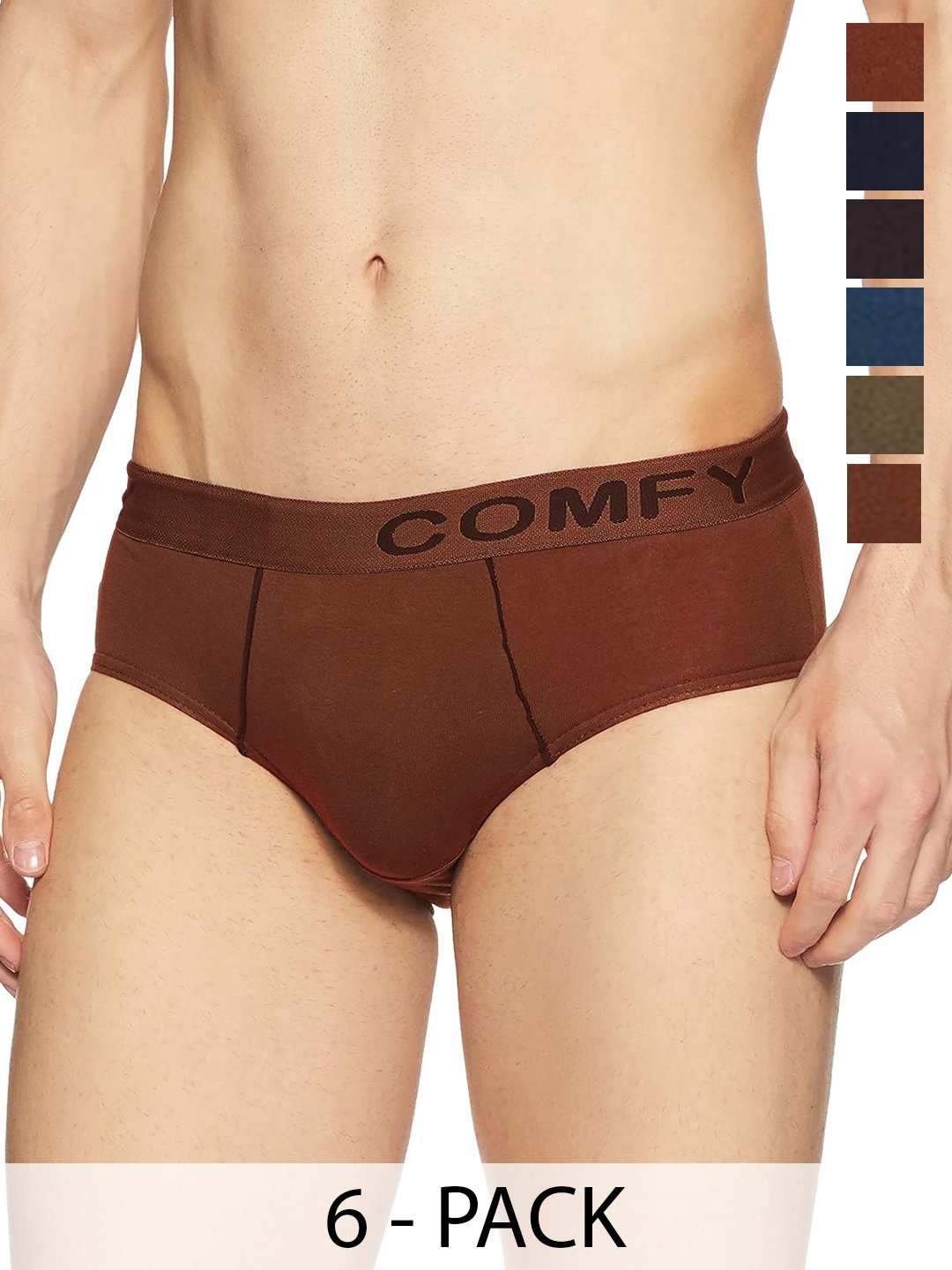 

AMUL COMFY Men Pack Of 6 Combed Cotton Basic Briefs Comfy-Brief-OE-6-85, Blue