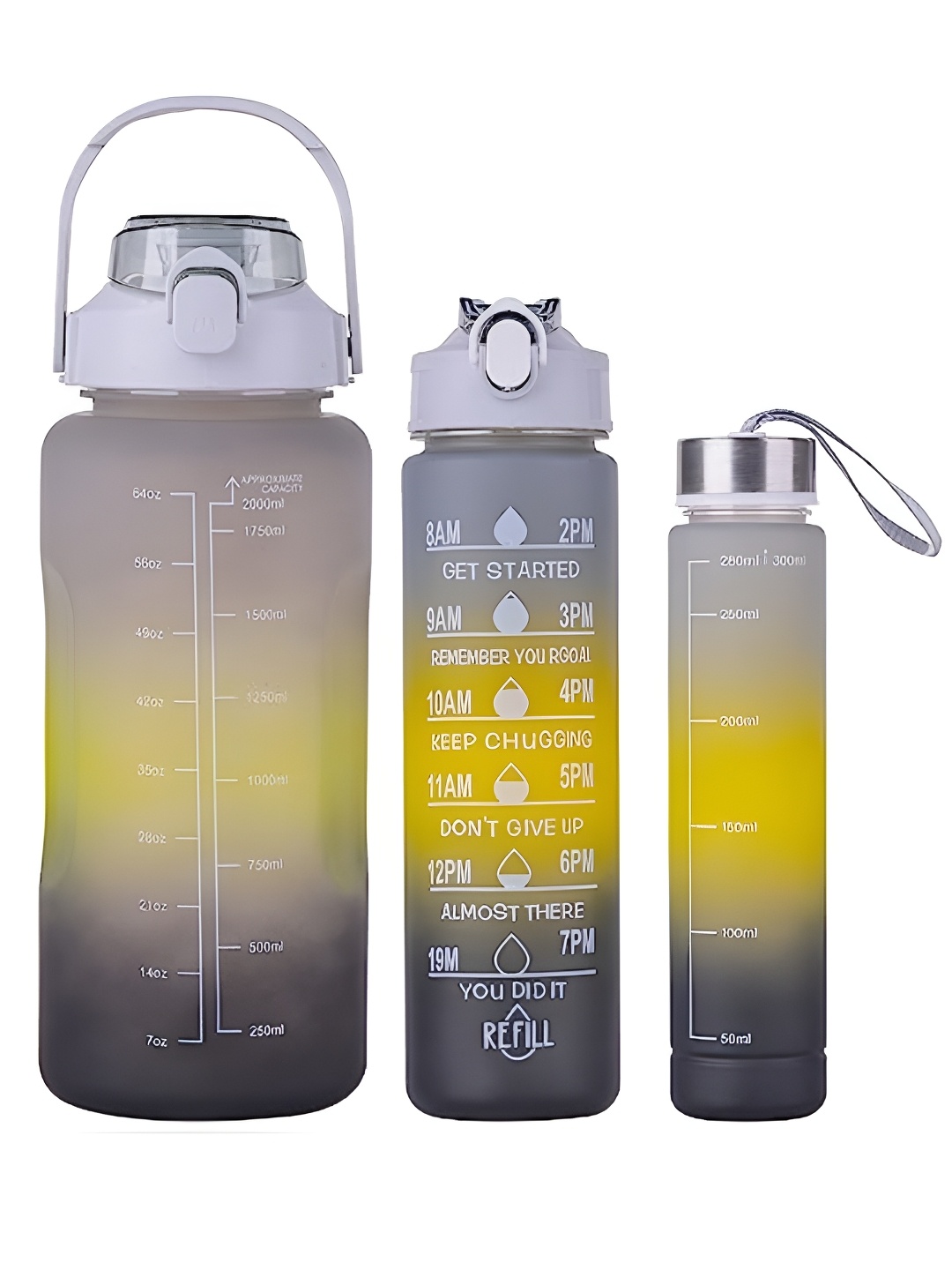 

WELOUR Grey & Yellow 3 Pieces Water Bottles