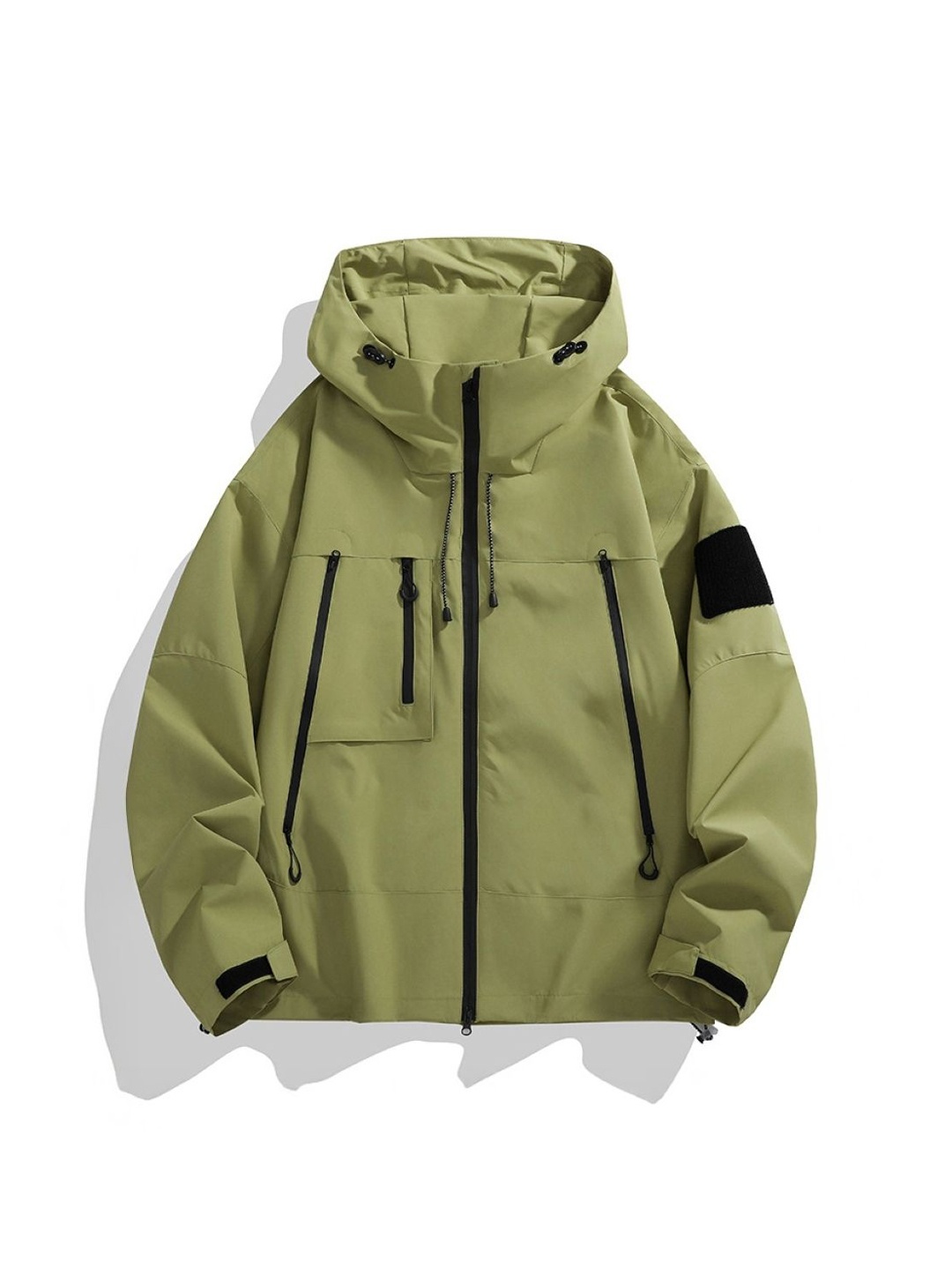 

HERE&NOW Men Hooded Solid Casual Tailored Jacket, Olive