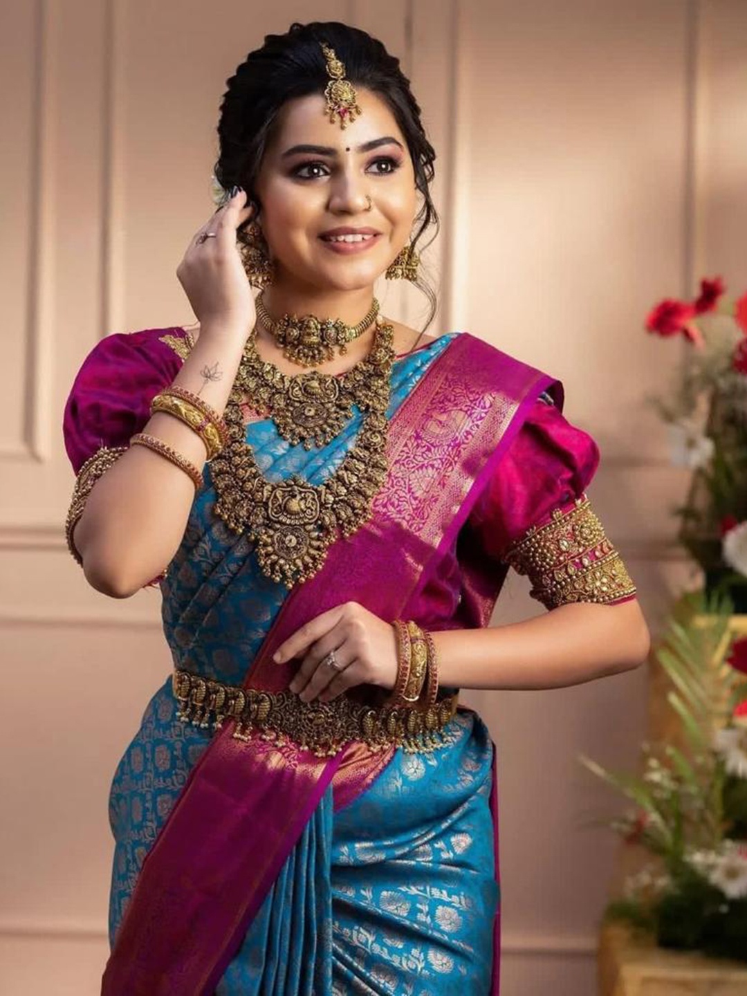 

Visit Wear Woven Design Zari Pure Silk Saree, Teal