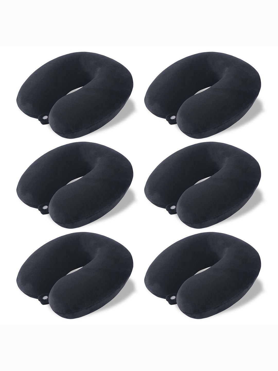 

Kuber Industries Black 6 Pieces U-Shaped Memory Foam Filled Cotton Travel Pillows