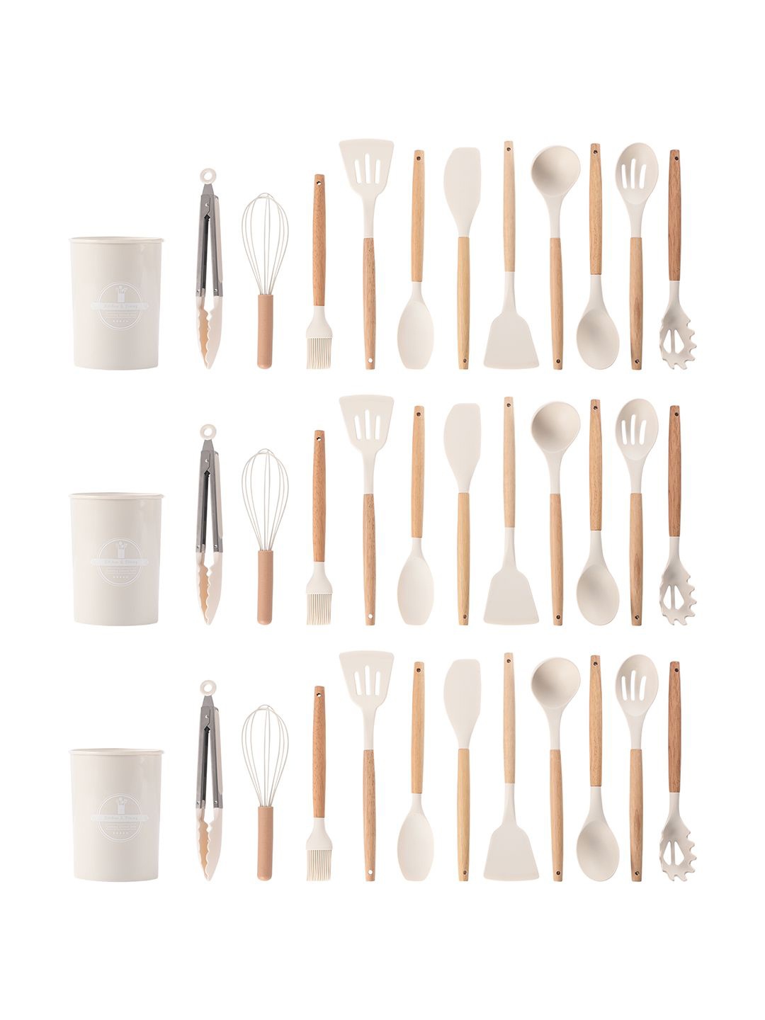 

Kuber Industries White 36 Pcs (with Holder) Silicone Nonstick Spatula Set