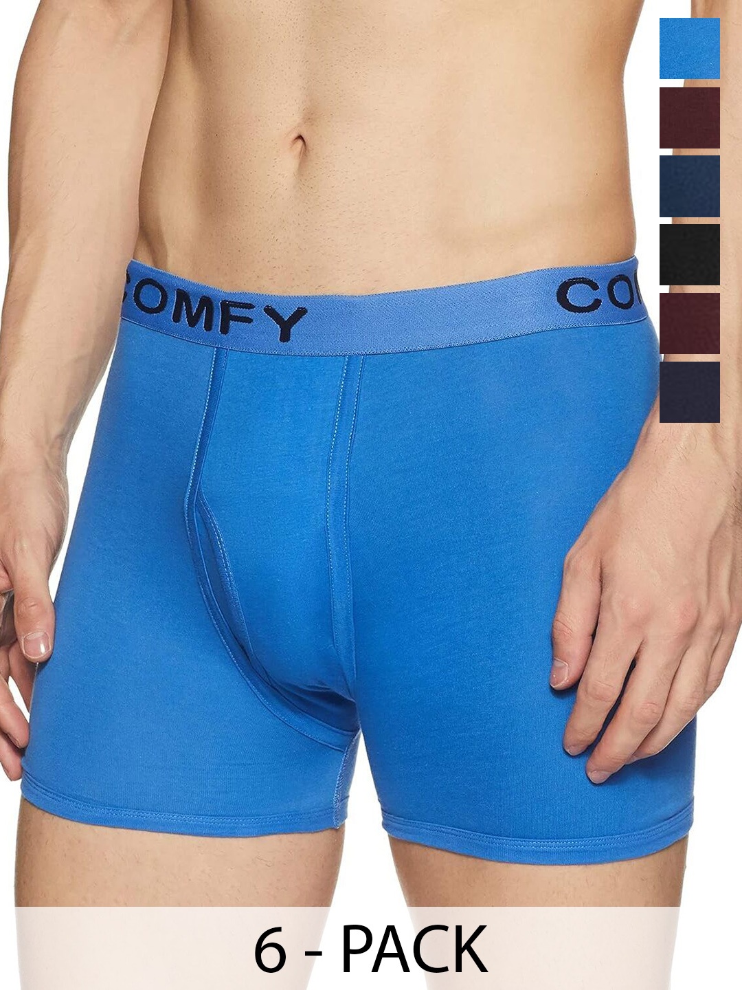 

AMUL COMFY Pack Of 6 Trunks Comfy-Plain-Trunk-OE-6-110, Blue
