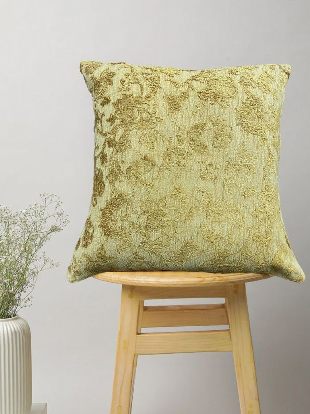 

SAJAVAT Gold-Toned Embroidered Pure Cotton Square Cushion Cover