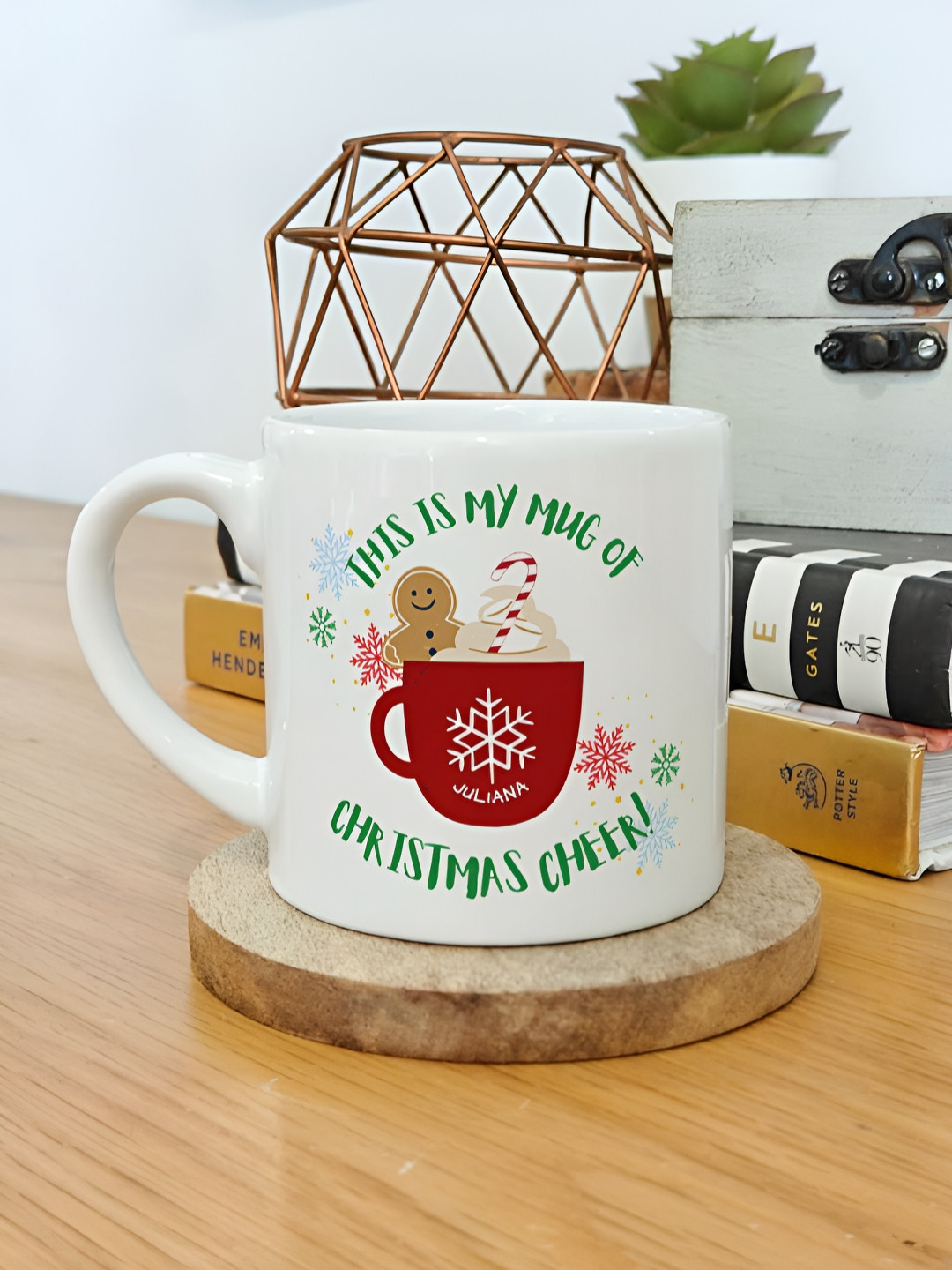 

One Posh Home White & Red 2 Pieces Printed Ceramic Mugs 150ml