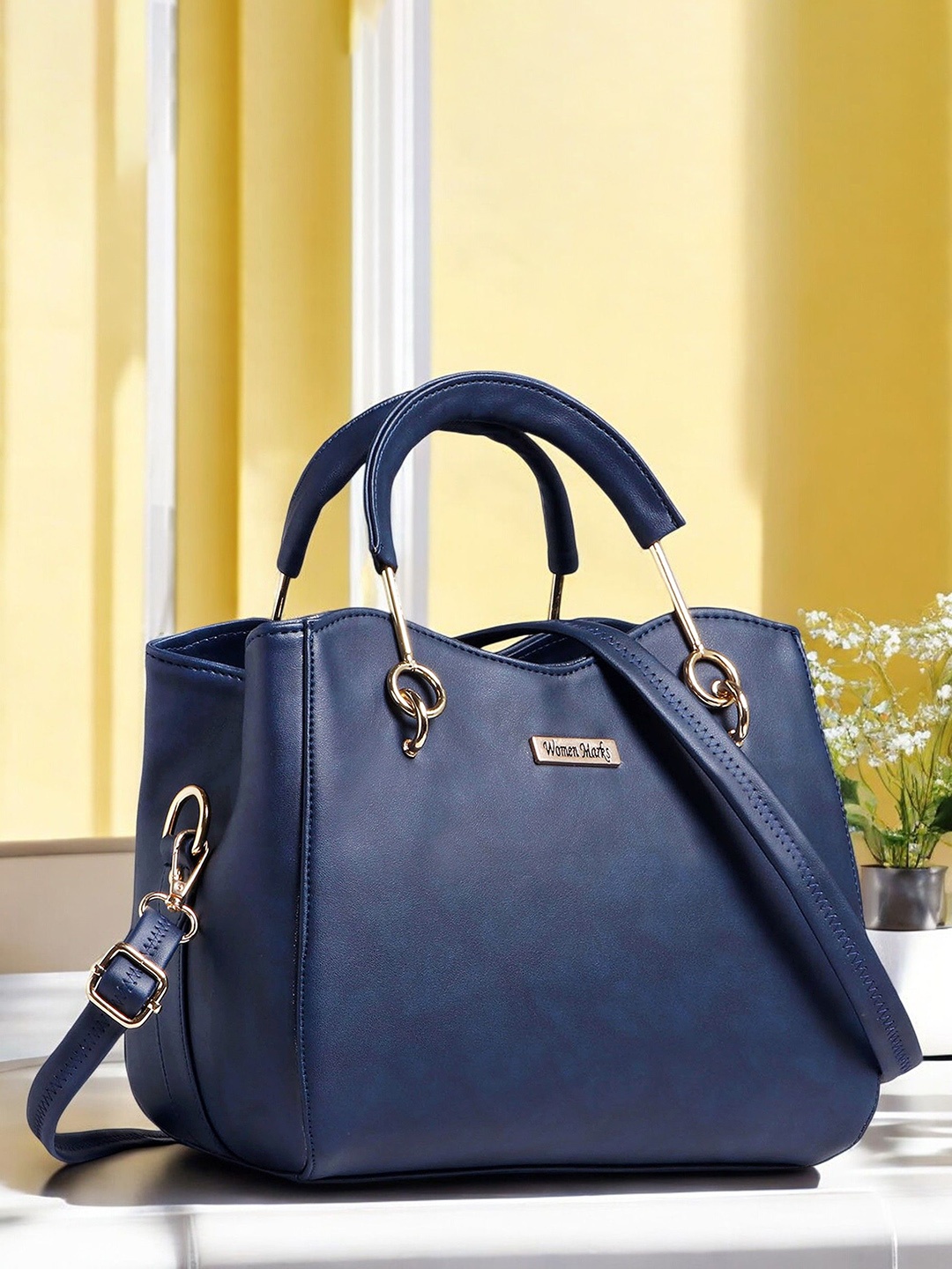 

WOMEN MARKS Women Solid Structured Handheld Bag, Blue