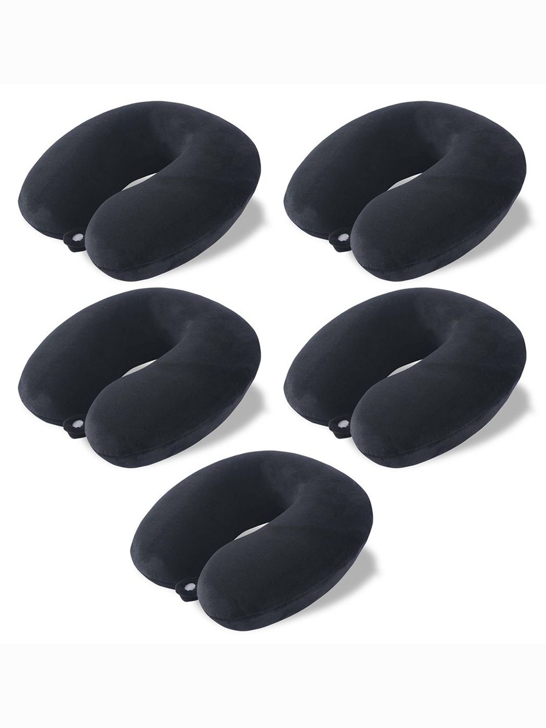 

Kuber Industries Black 5 Pieces U-Shaped Memory Foam Filled Cotton Travel Pillows