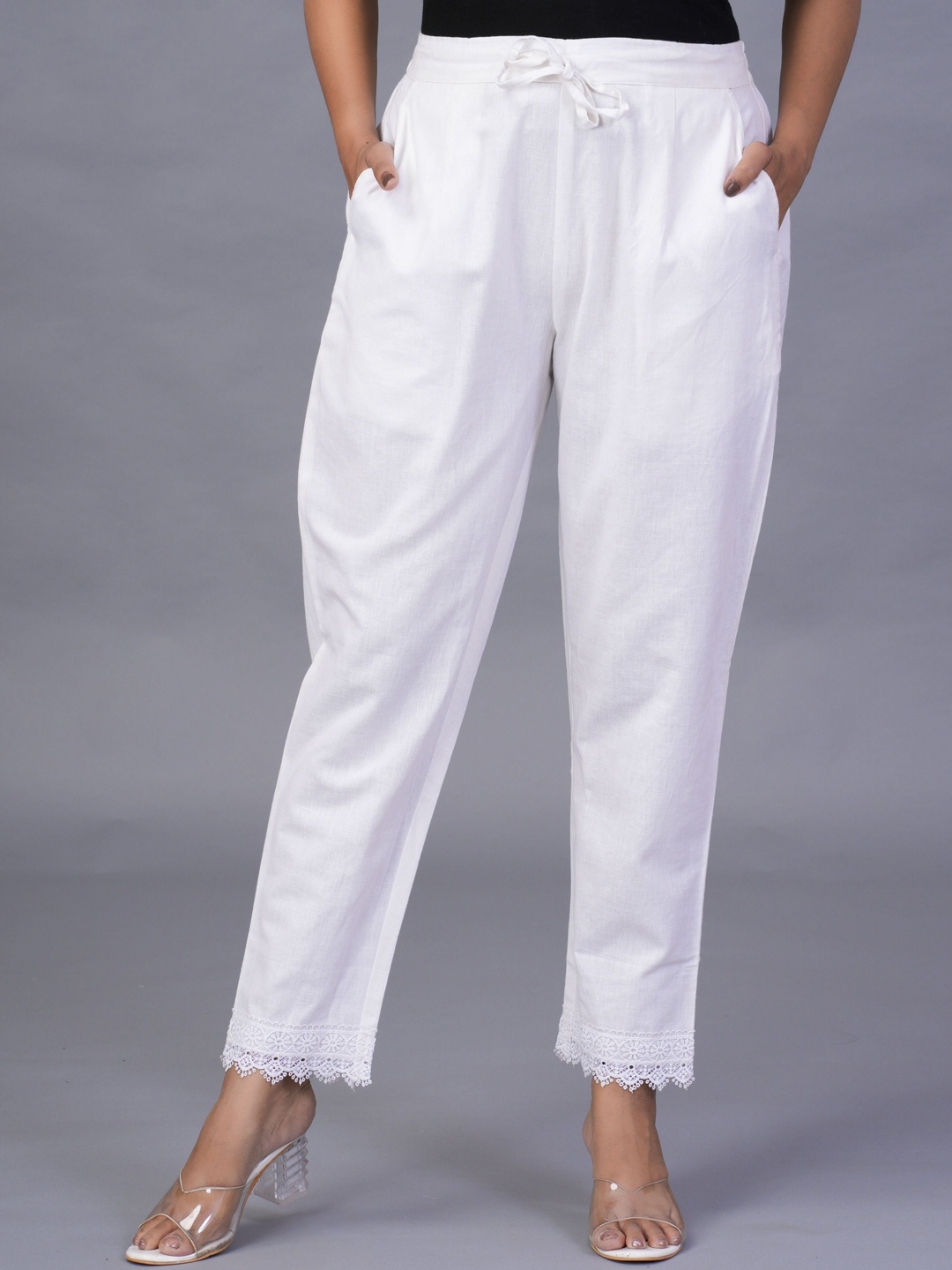 

KALINI Women Mid-Rise Regular Trouser, White