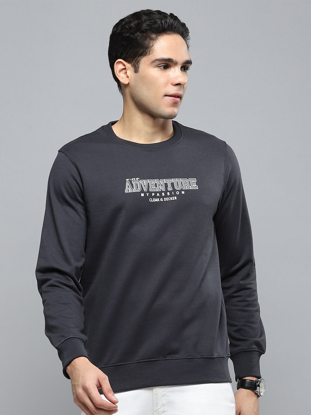 

Cloak & Decker Men Cotton Printed Sweatshirt, Black