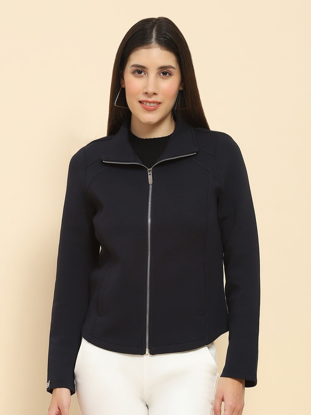 

Global Republic Women Shirt Collar Sweatshirt, Blue