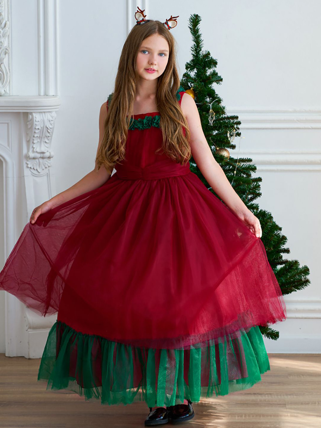 

StyleCast x Revolte Girls Balloon Maxi Dress, Red