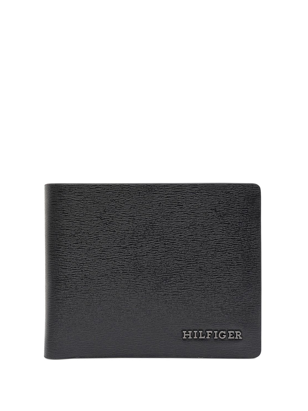 

Tommy Hilfiger Men Textured Leather Two Fold Wallet, Black