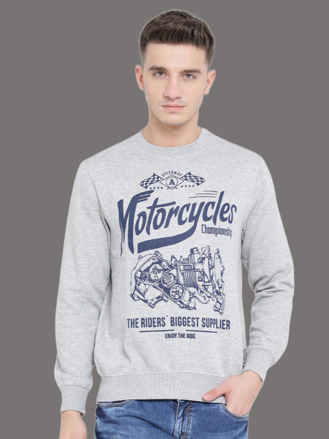 

Austin wood Men Printed Round Neck Sweatshirt, Off white