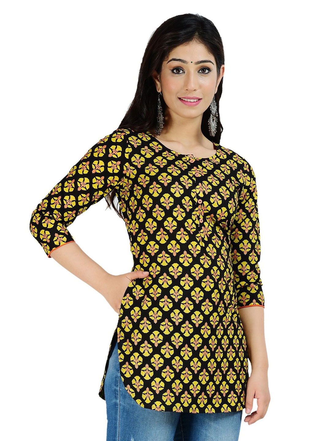 

Aarti Fashion Women Ethnic Printed Pure Cotton Kurti, Black