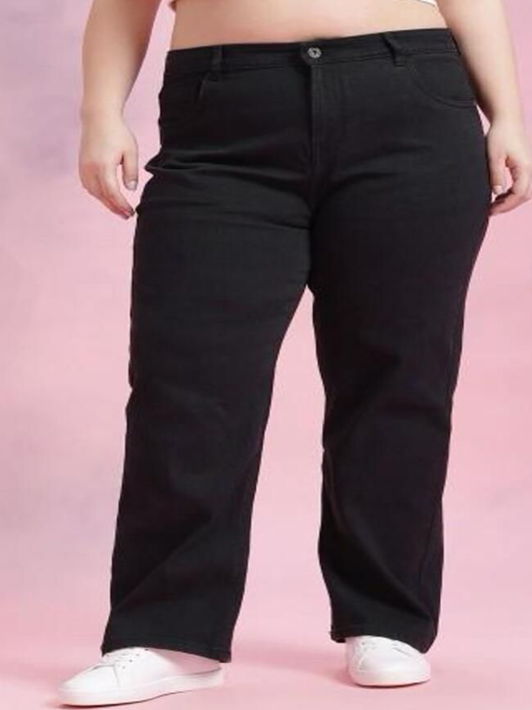 

Perfect Outlet Women Straight Fit High-Rise Stretchable Jeans, Black