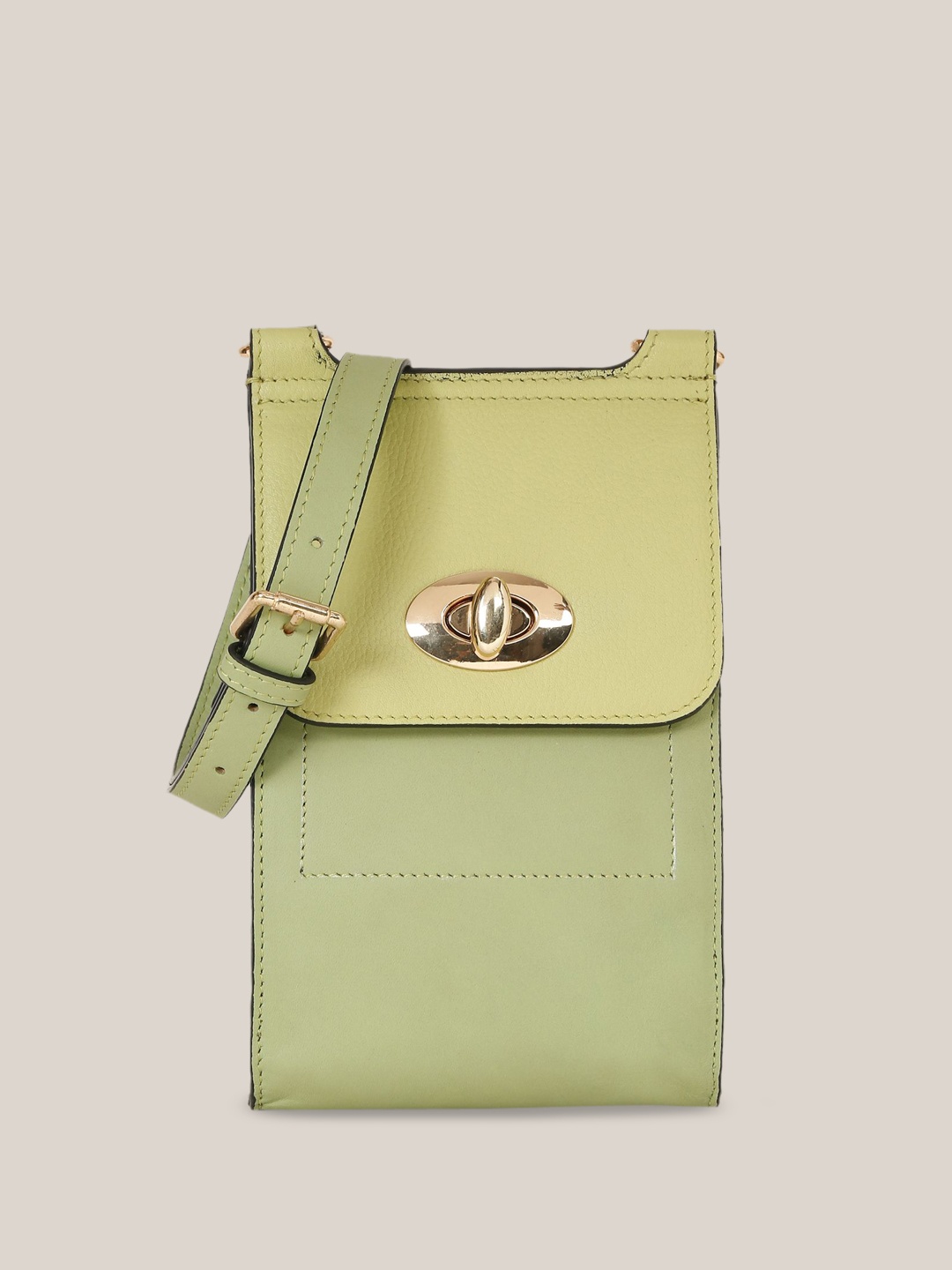 

HATS OFF ACCESSORIES Colourblocked Leather Structured Satchel with Cut Work, Green