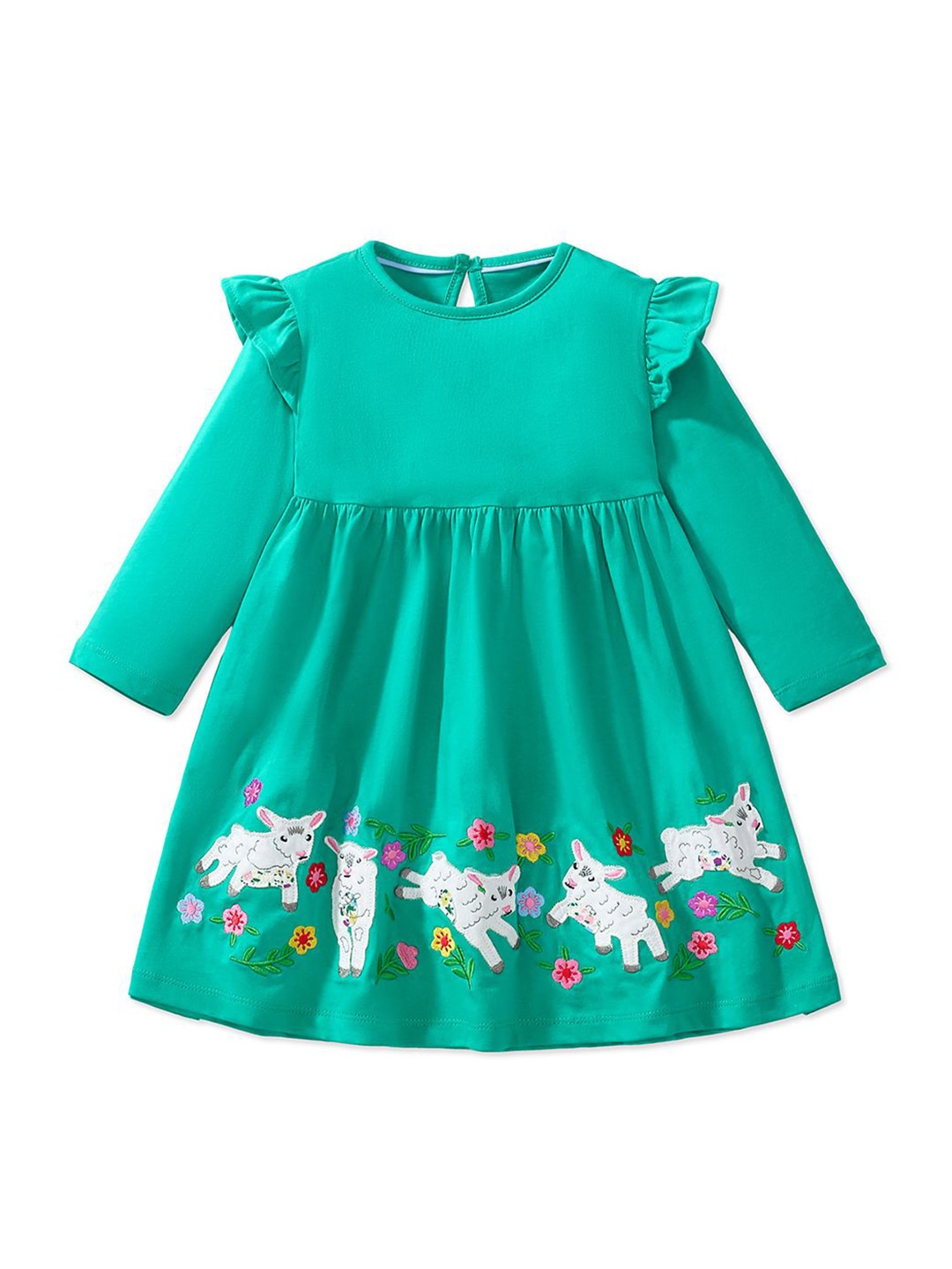

JC SPARKLE Girls Floral Printed Fit & Flare Dress, Green