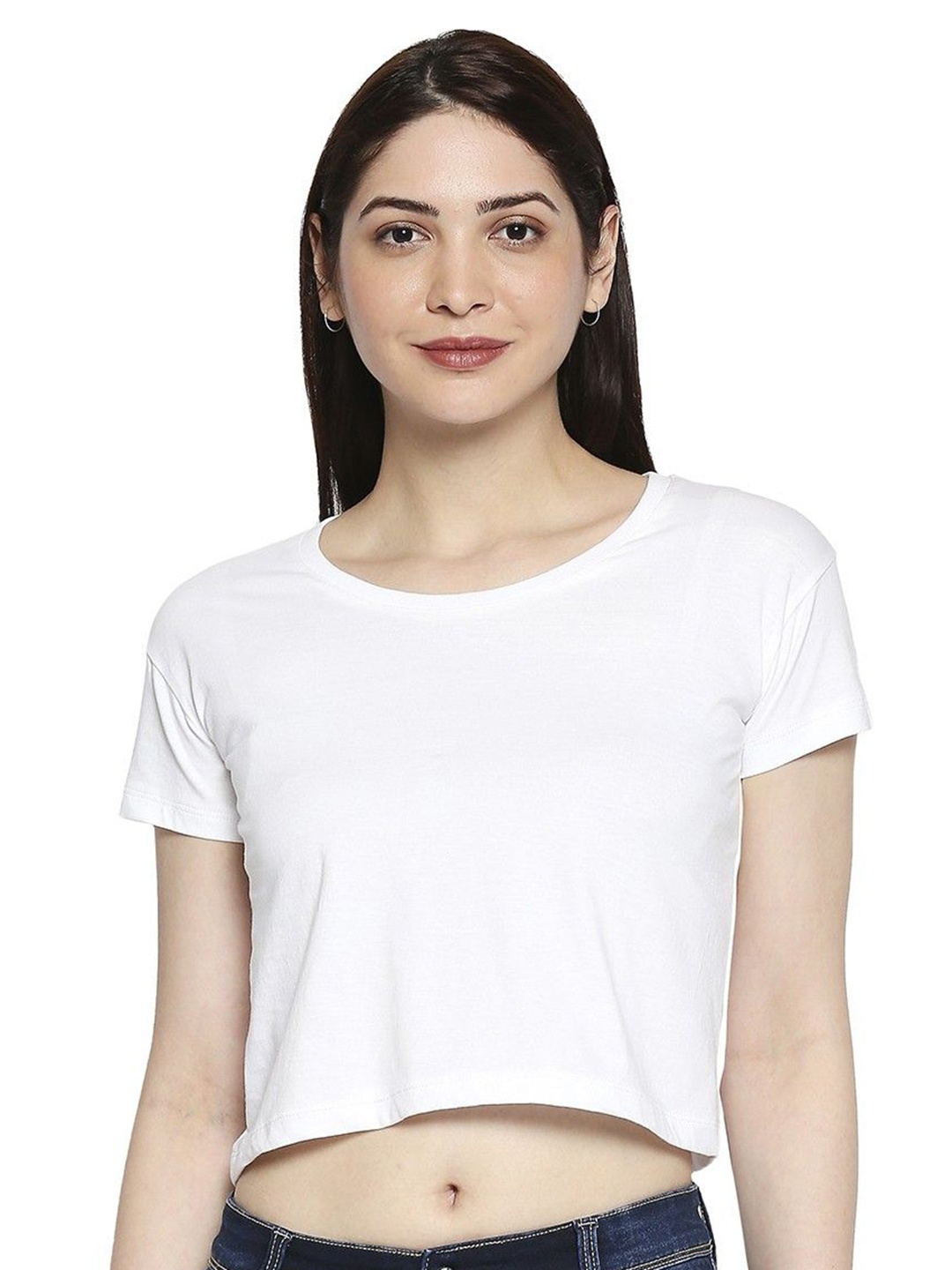 

AMMARZO Women Solid Round Neck Cotton T-shirt, White