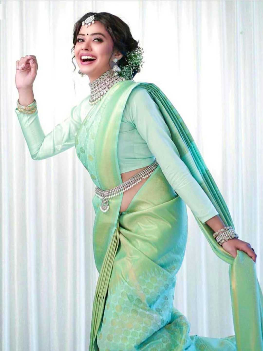 

Visit Wear Woven Design Zari Pure Silk Banarasi Saree, Green