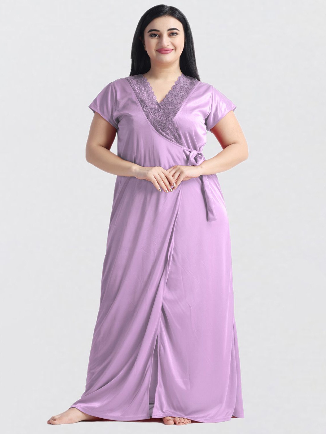

NIGHT KEYS Women Maxi Nightdress, Lavender