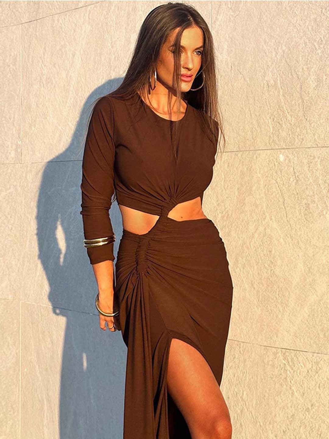 

LULU & SKY Sheath Midi Dress, Brown