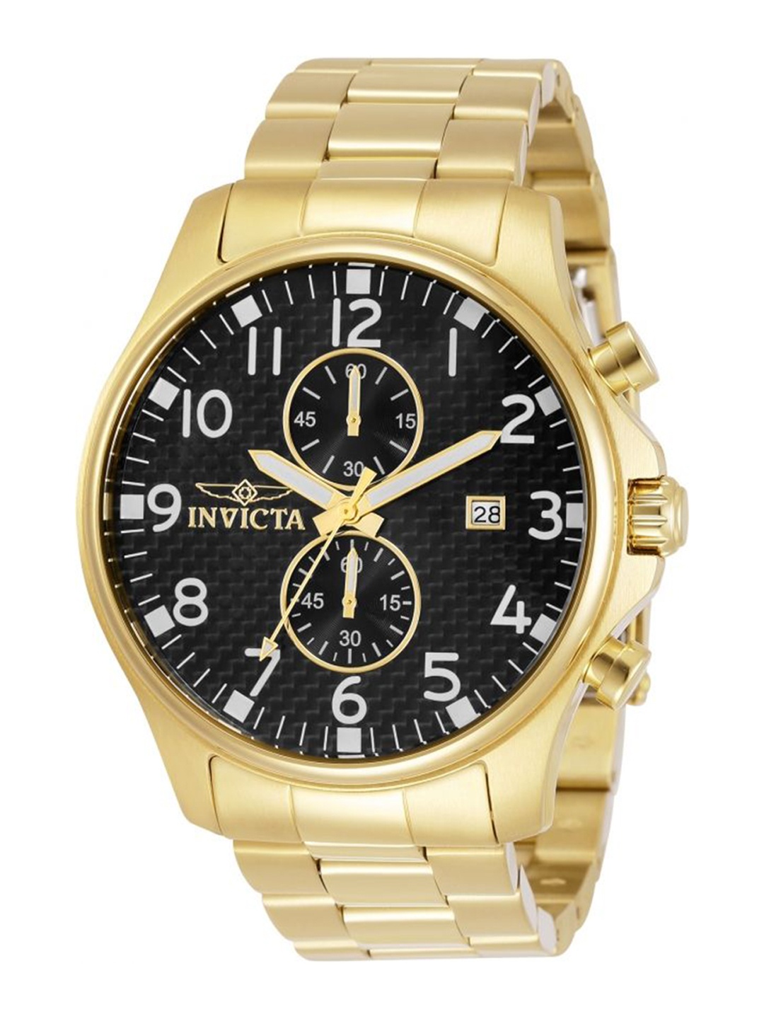 

Invicta Men Dial & Stainless Steel Bracelet Style Straps Analogue Watch 00382, Gold