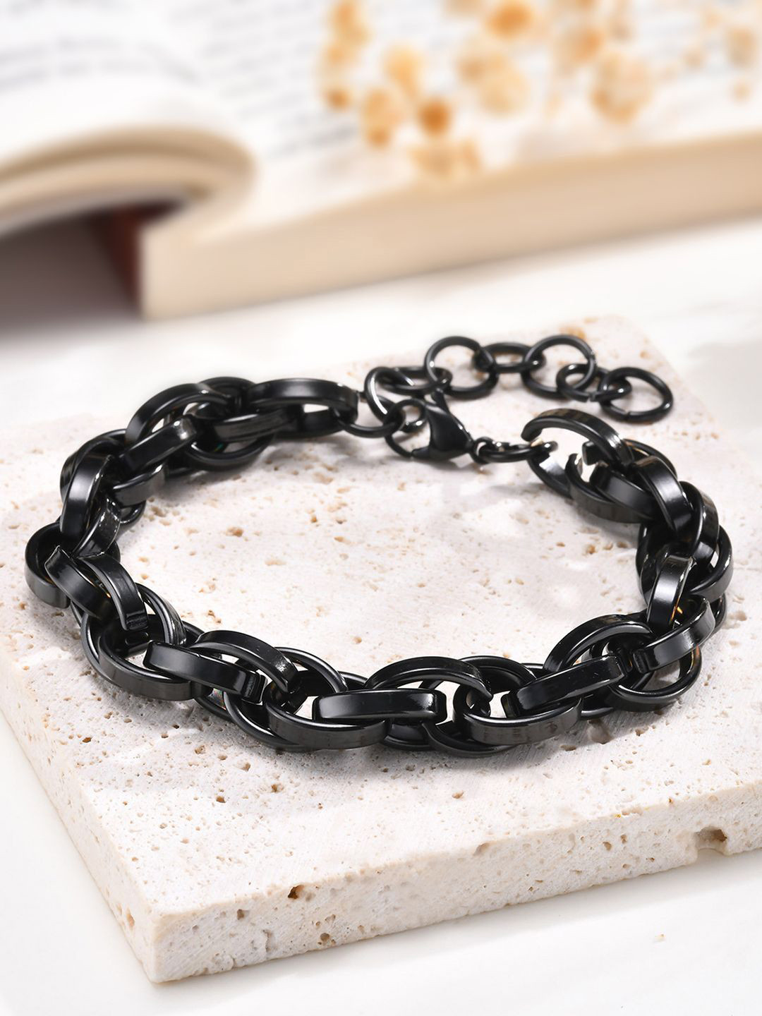 

Peora Men Stainless Steel Link Bracelet, Black