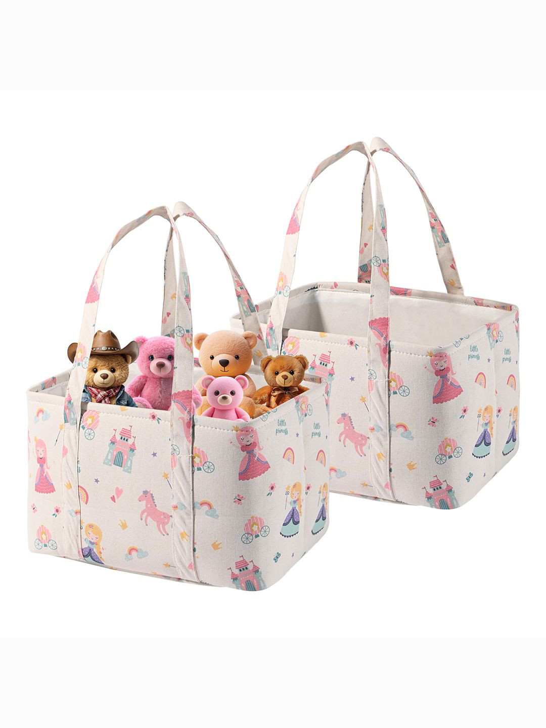 

Kuber Industries Cream-Coloured 2 Pieces Printed Cotton and Linen Tote Basket Organisers