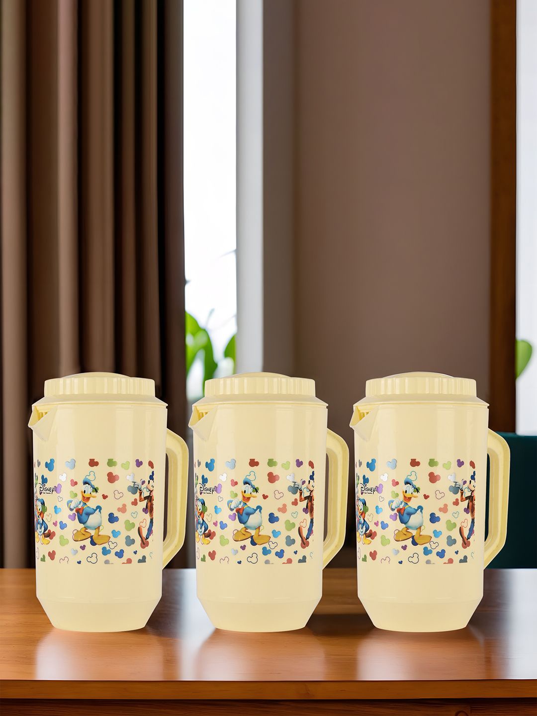 

Kuber Industries Cream-Coloured 3 Pieces Printed Water Jugs-2L