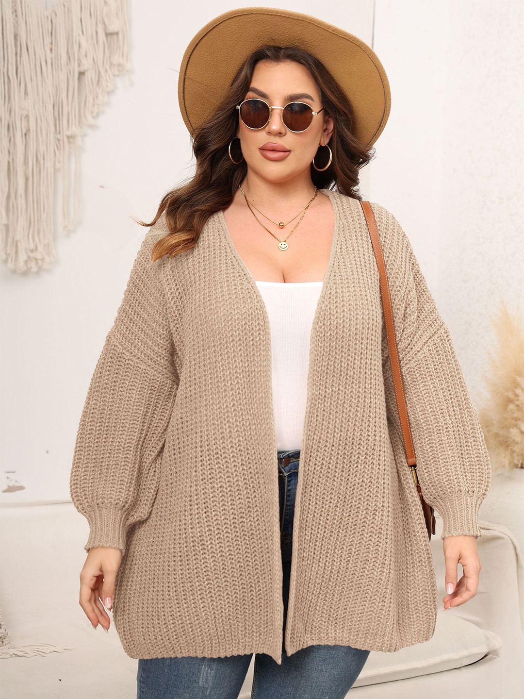 

StyleCast Curve Long Sleeve Cardigan Sweaters, Beige