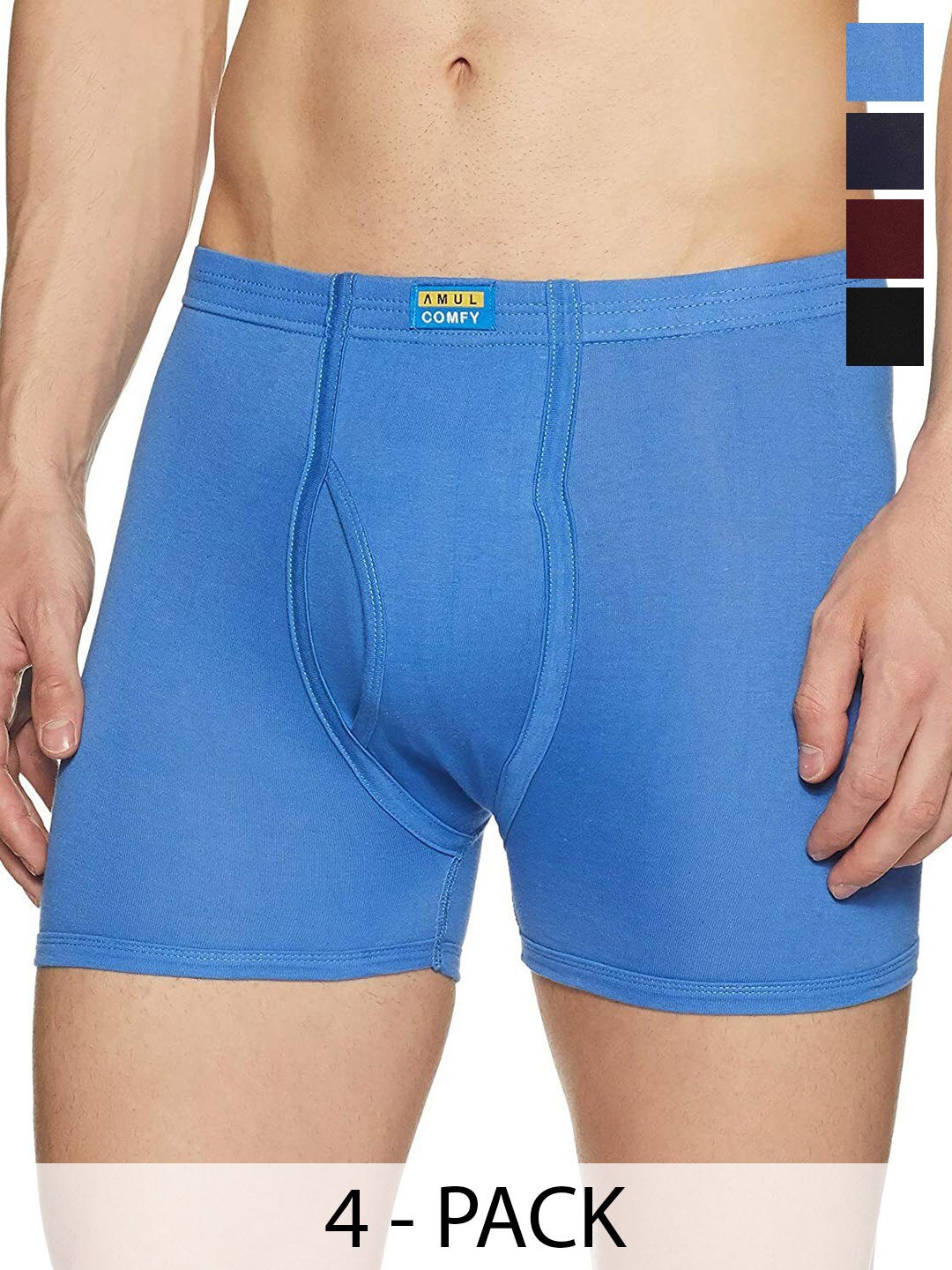 

AMUL COMFY Men Pack Of 4 Trunks Comfy-Plain-Trunk-IE-4-75, Blue