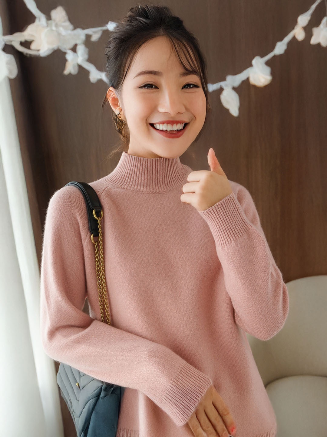 

StyleCast Women high Neck Pullover, Pink