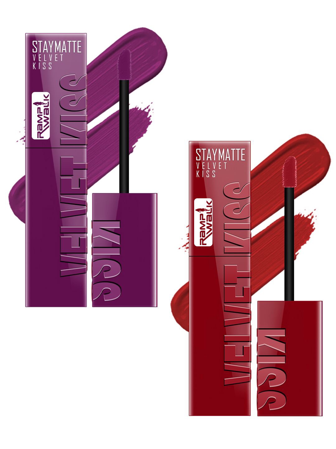 

Ramp Walk Velvet Kiss Set Of 2 Lipstick - 3.5 ml Each - Wine - 03 - Cherry Red - 12