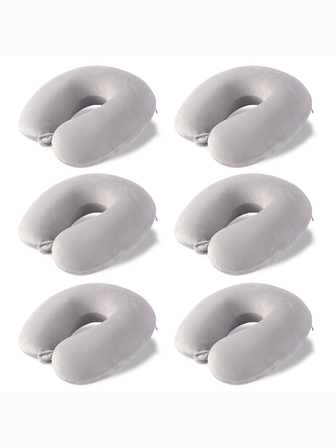 

Kuber Industries Grey 6 Pieces U-Shaped Memory Foam Filled Cotton Travel Pillows