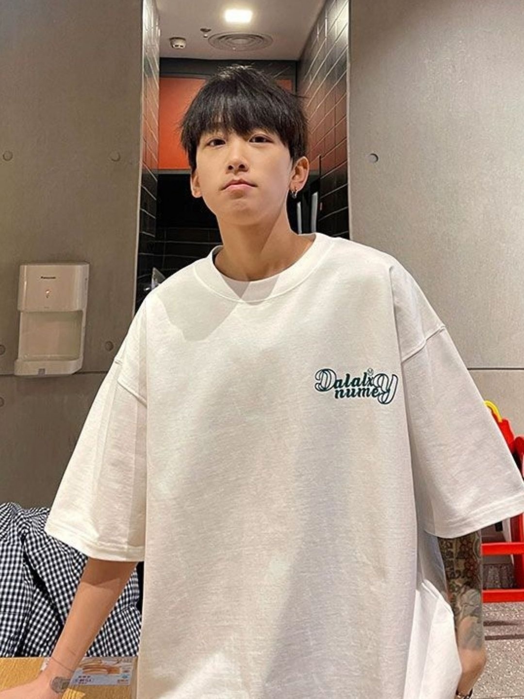 

HERE&NOW Men Typography Printed Round Neck Cotton Oversized T-shirt, White