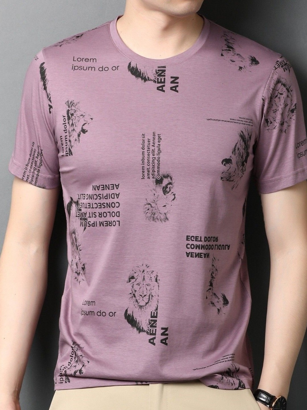 

STI Men Abstract Printed Round Neck T-shirt, Purple