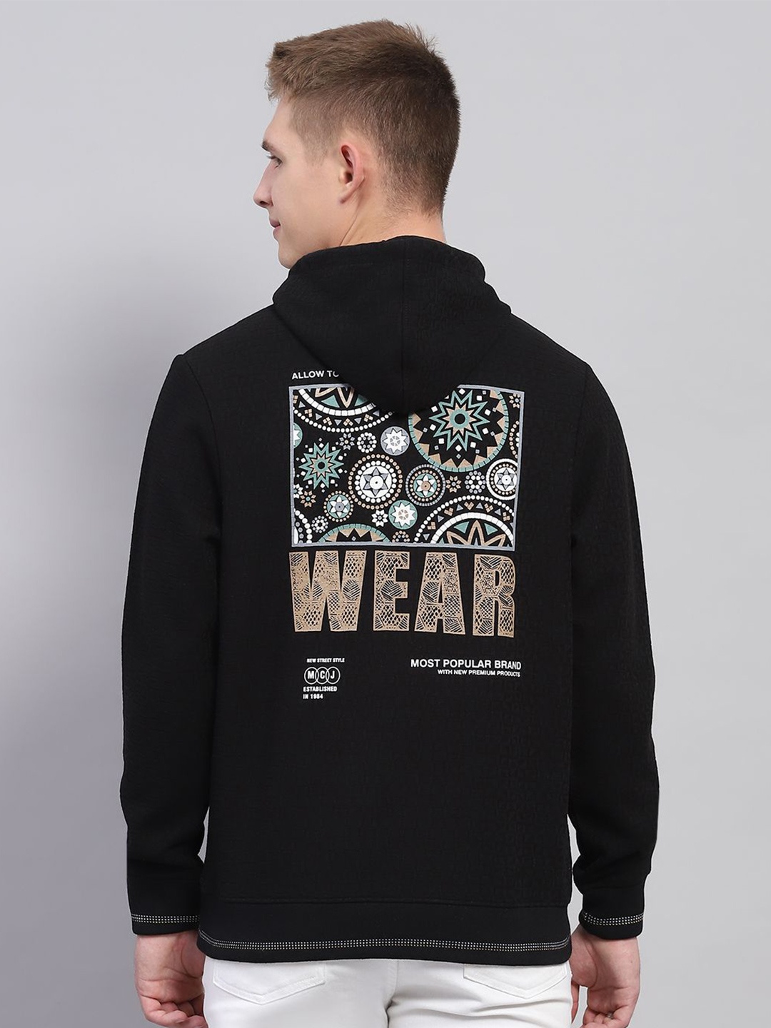 

Monte Carlo Men Printed Cotton Hooded Sweatshirt, Black