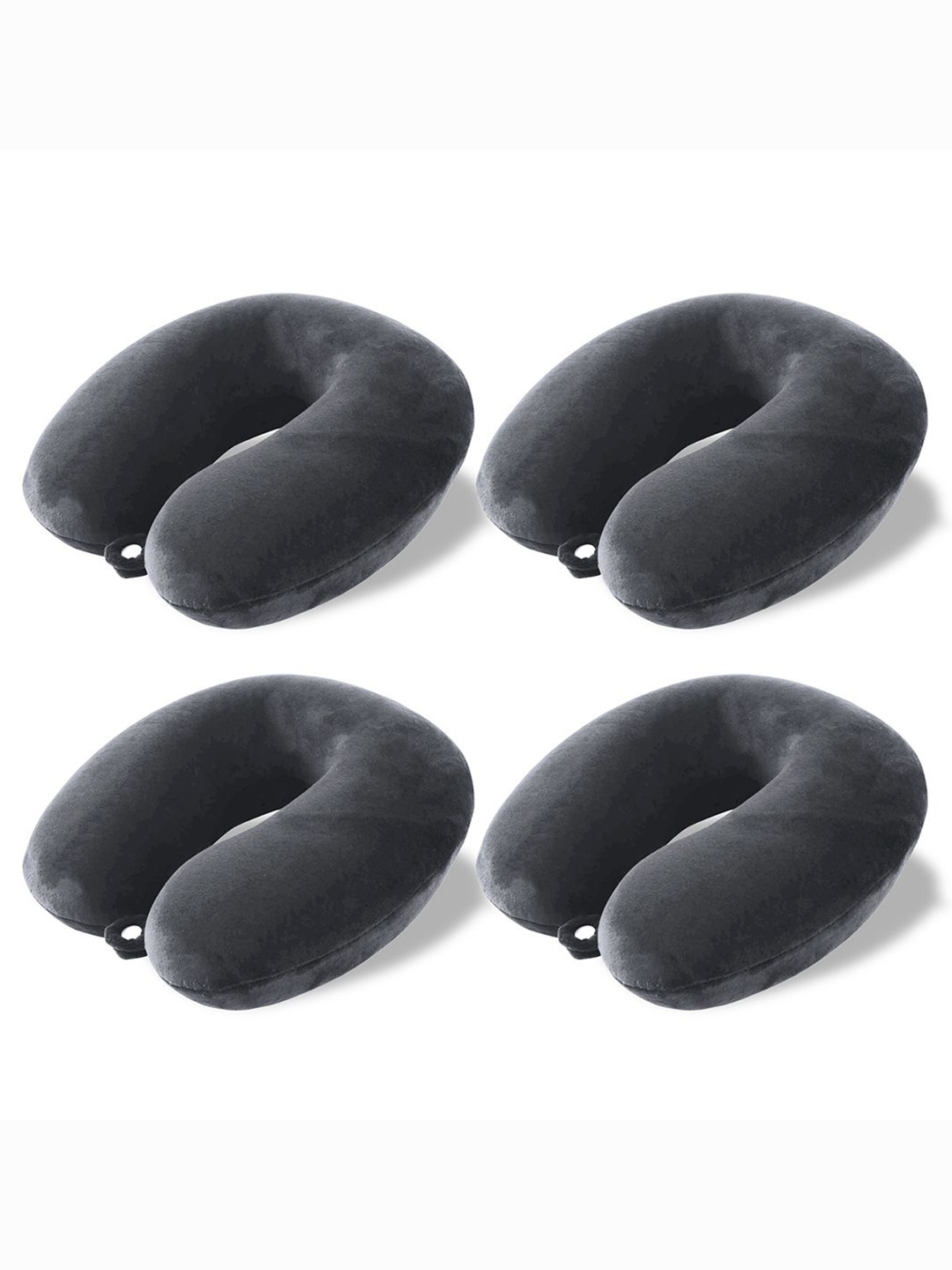 

Kuber Industries Grey 4 Pieces U-Shaped Memory Foam Filled Cotton Travel Pillows