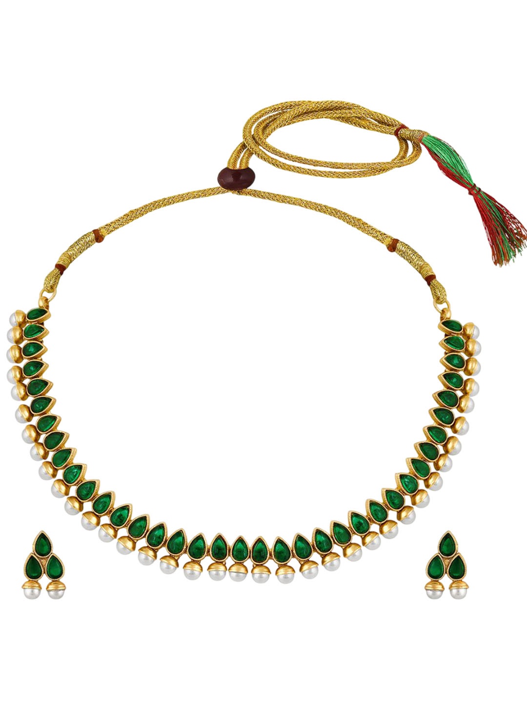 

Peora Gold Plated Stones Studded & Beaded Jewellery Set