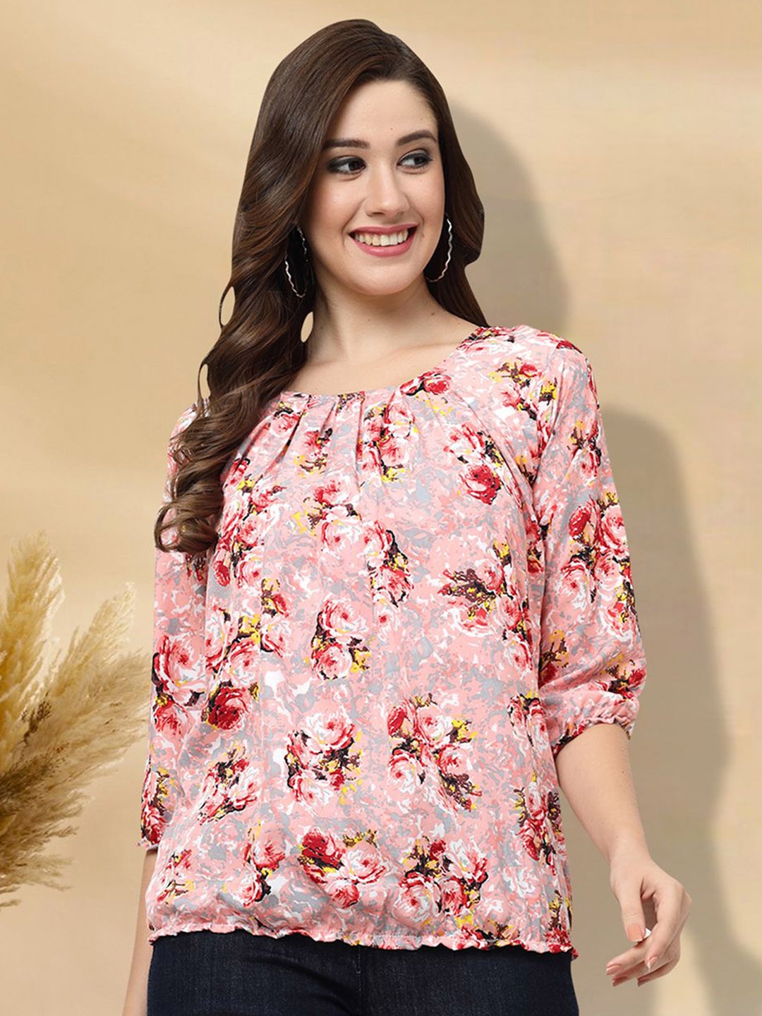 

BAESD Floral Print Top, Peach