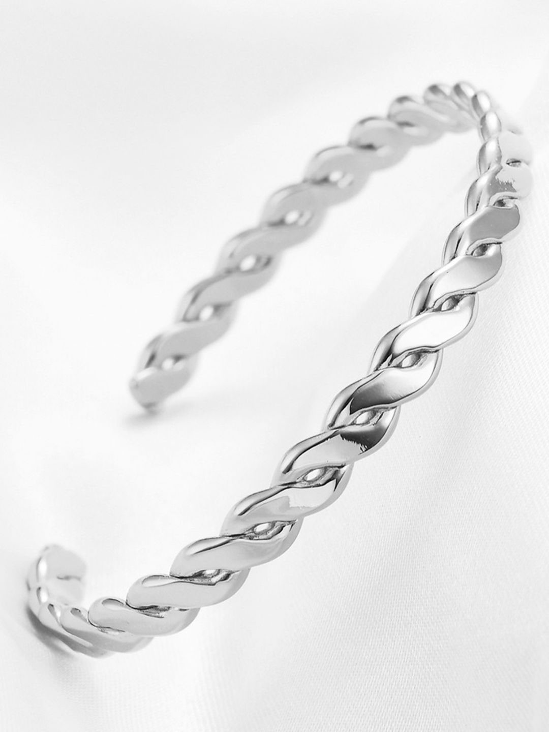 

Peora Men Silver-Plated Stainless Steel Kada Bracelet