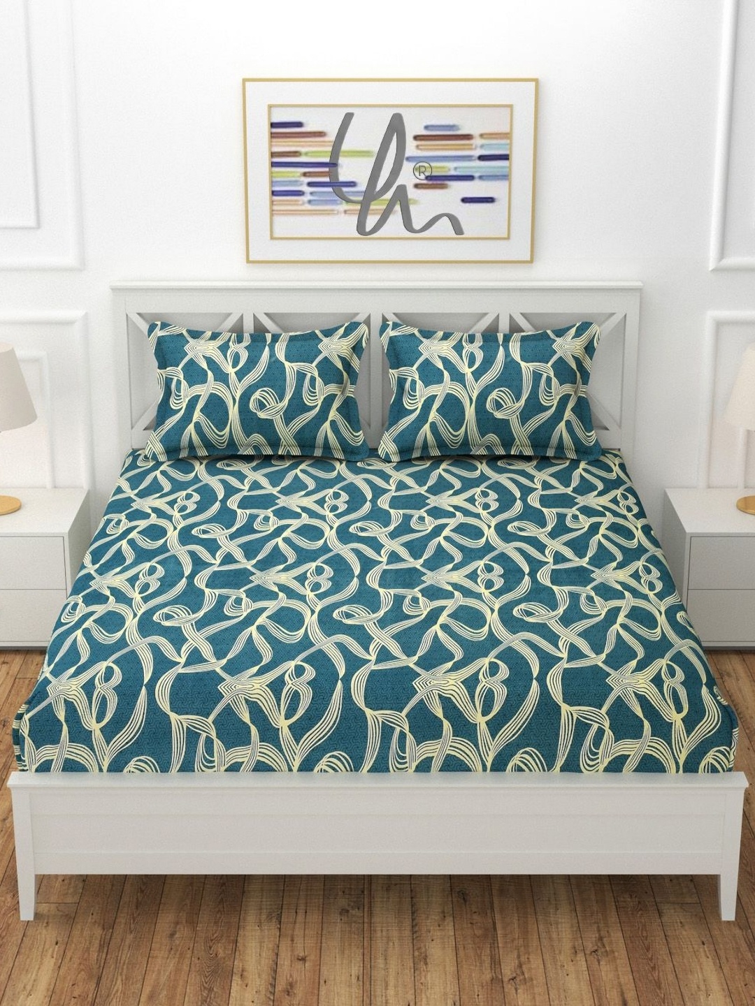 

YaAkholic Green & Yellow 210 TC King Bedsheet with 2 Pillow Covers